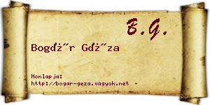 Bogár Géza névjegykártya