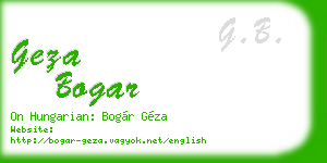 geza bogar business card
